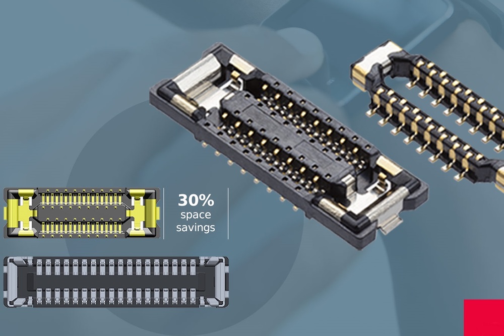 Quad-row board-to-board connectors offer space-saving connections