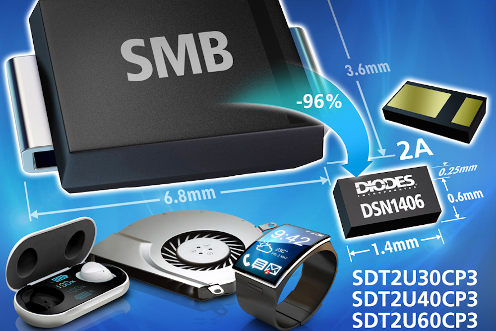 Industry’s first 2A schottky rectifiers from Diodes are smallest in class